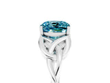 White gold Cushion Cut Blue Topaz Solitaire Celtic Knot Ring with Four-Prong Setting_17