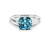 White gold Cushion Cut Blue Topaz Solitaire Engagement Ring with Cathedral Setting and Four-Prong Mount_108