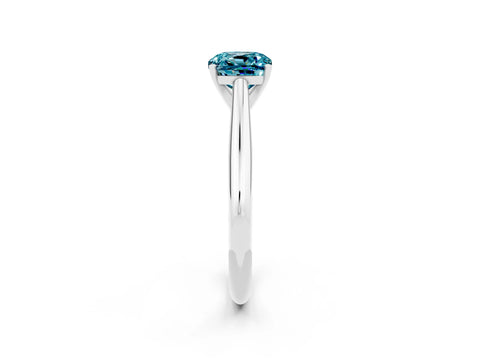 White gold Cushion Cut Blue Topaz Solitaire Engagement Ring with Cathedral Setting and Four-Prong Mount_14