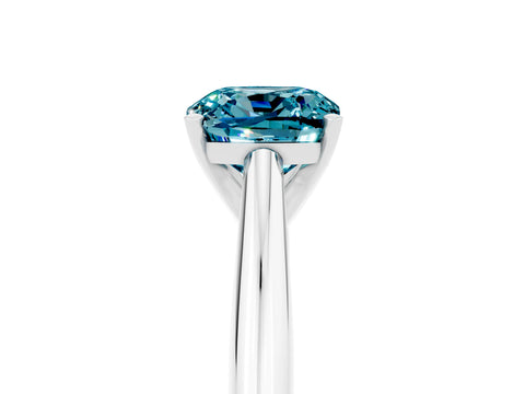 White gold Cushion Cut Blue Topaz Solitaire Engagement Ring with Cathedral Setting and Four-Prong Mount_17