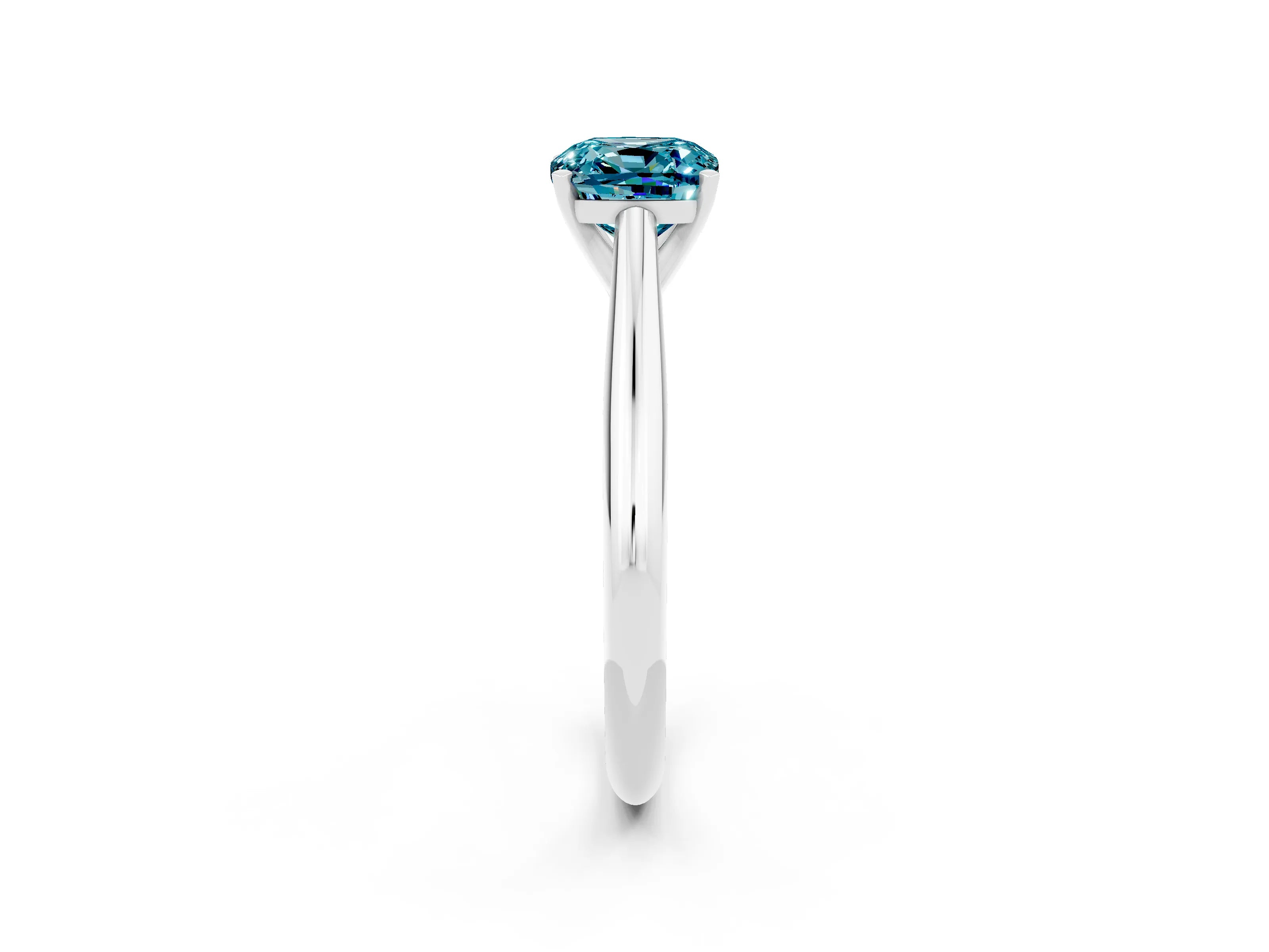 White gold Cushion Cut Blue Topaz Solitaire Engagement Ring with Cathedral Setting and Four-Prong Mount_26