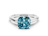 White gold Cushion Cut Blue Topaz Solitaire Engagement Ring with Cathedral Setting and Four-Prong Mount_30