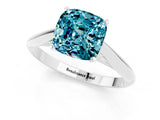 White gold Cushion Cut Blue Topaz Solitaire Engagement Ring with Cathedral Setting and Four-Prong Mount_37
