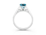 White gold Cushion Cut Blue Topaz Solitaire Engagement Ring with Cathedral Setting and Four-Prong Mount_39