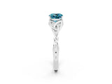 White gold Cushion Cut Blue Topaz Solitaire Engagement Ring with Celtic Knot Band and Four-Prong Setting_2