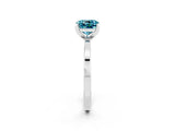 White gold Cushion Cut Blue Topaz Solitaire Engagement Ring with Classic Band and Four-Prong Setting_38