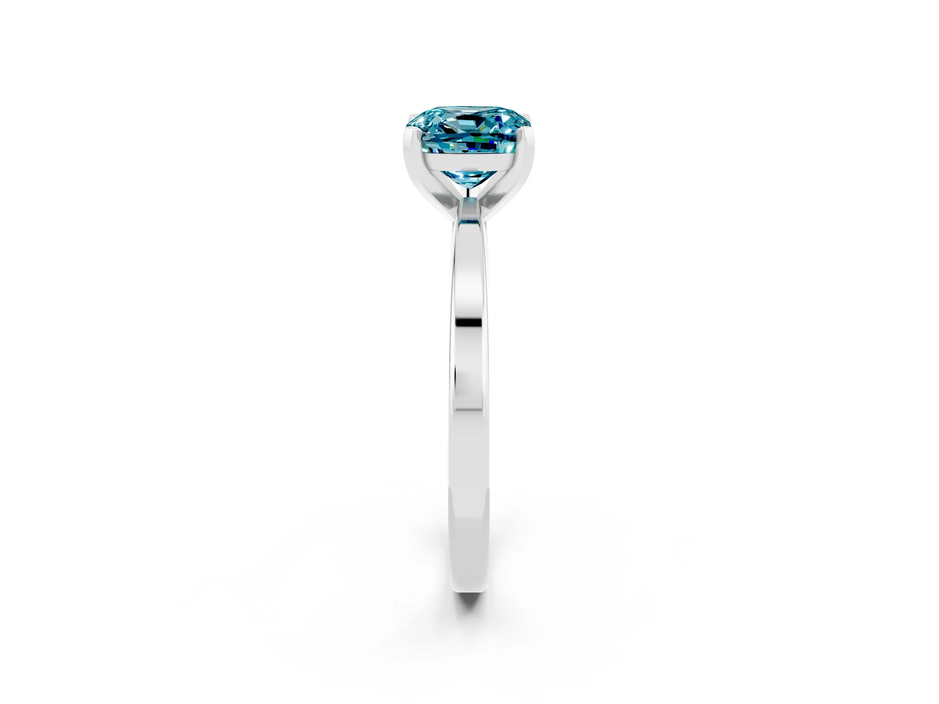 White gold Cushion Cut Blue Topaz Solitaire Engagement Ring with Classic Band and Four-Prong Setting_38