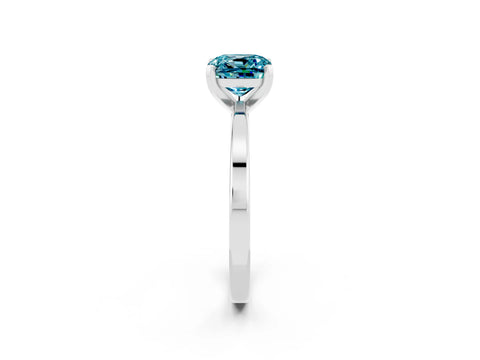 White gold Cushion Cut Blue Topaz Solitaire Engagement Ring with Classic Band and Four-Prong Setting_38