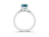White gold Cushion Cut Blue Topaz Solitaire Engagement Ring with Classic Band and Four-Prong Setting_39