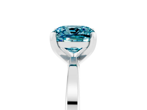 White gold Cushion Cut Blue Topaz Solitaire Engagement Ring with Classic Band and Four-Prong Setting_41