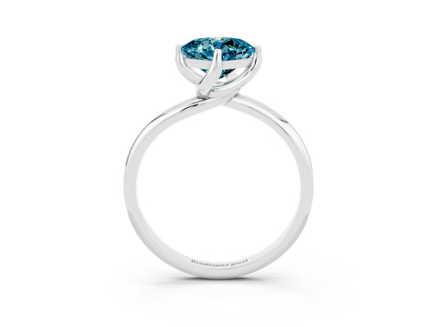 White gold Cushion Cut Blue Topaz Solitaire Engagement Ring with Four-Prong Setting and Classic Band_15