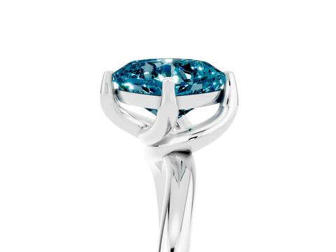 White gold Cushion Cut Blue Topaz Solitaire Engagement Ring with Four-Prong Setting and Classic Band_17