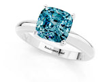 White gold Cushion Cut Blue Topaz Solitaire Engagement Ring with Round Band and Four-Prong Setting_1