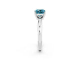 White gold Cushion Cut Blue Topaz Solitaire Engagement Ring with Round Band and Four-Prong Setting_2