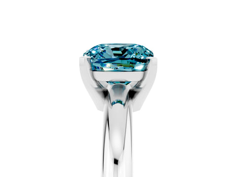 White gold Cushion Cut Blue Topaz Solitaire Engagement Ring with Round Band and Four-Prong Setting_5