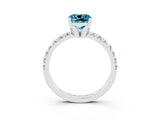 White gold Cushion Cut Blue Topaz Solitaire Pavé Engagement Ring with Round Band and Prong Setting_87