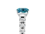 White gold Cushion Cut Blue Topaz Solitaire Ring with Cathedral Setting and Pavé Band_5