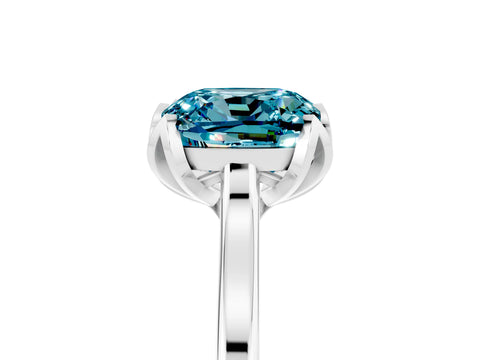 White gold Cushion Cut Blue Topaz Solitaire Ring with Flower Prong Setting and Classic Band_17