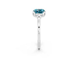 White gold Cushion Cut Blue Topaz Solitaire Ring with Flower Prong Setting and Classic Band_26