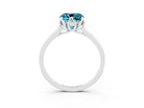 White gold Cushion Cut Blue Topaz Solitaire Ring with Flower Prong Setting and Classic Band_27