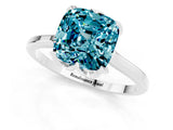 White gold Cushion Cut Blue Topaz Solitaire Ring with Flower Prong Setting and Classic Band_37
