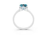 White gold Cushion Cut Blue Topaz Solitaire Ring with Flower Prong Setting and Classic Band_39