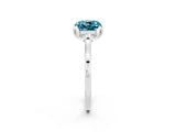 White gold Cushion Cut Blue Topaz Solitaire Ring with Flower Prong Setting and Classic Band_74