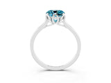 White gold Cushion Cut Blue Topaz Solitaire Ring with Flower Prong Setting and Classic Band_75