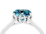 White gold Cushion Cut Blue Topaz Solitaire Ring with Flower Prong Setting and Classic Band_76