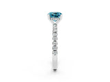 White gold Cushion Cut Blue Topaz Solitaire Ring with Pavé Band and Four-Prong Setting_38