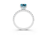 White gold Cushion Cut Blue Topaz Solitaire Ring with Pavé Band and Four-Prong Setting_39