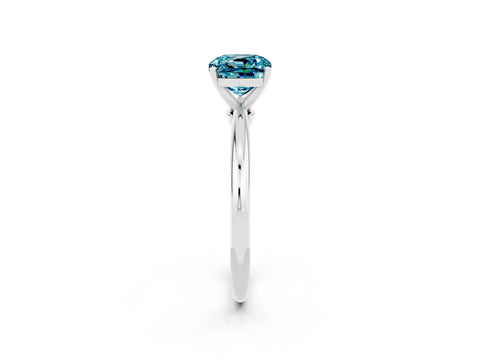 White gold Cushion Cut Blue Topaz Solitaire Ring with Six-Prong Setting and Classic Band_2
