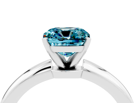 White gold Cushion Cut Blue Topaz Solitaire Ring with Six-Prong Setting and Classic Band_4