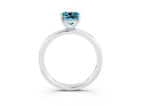 White gold Cushion Cut Blue Topaz Solitaire Ring with Thin Band and Four-Prong Setting_3