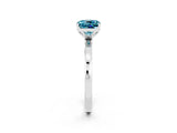 White gold Cushion Cut Blue Topaz Solitaire Ring with Thin Band and Prong Setting_14