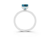 White gold Cushion Cut Blue Topaz Solitaire Ring with Thin Band and Prong Setting_15