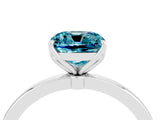 White gold Cushion Cut Blue Topaz Solitaire Ring with Thin Band and Prong Setting_16
