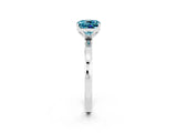 White gold Cushion Cut Blue Topaz Solitaire Ring with Thin Band and Prong Setting_38