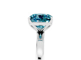 White gold Cushion Cut Blue Topaz Solitaire Ring with Thin Band and Prong Setting_41