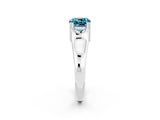 White gold Cushion Cut Blue Topaz Solitaire Ring with Wide Band and Prong Setting_2