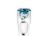 White gold Cushion Cut Blue Topaz Solitaire Ring with Wide Band and Prong Setting_5