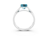 White gold Cushion Cut Blue Topaz Solitaire Twist Band Prong Setting Ring_75