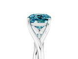 White gold Cushion Cut Blue Topaz Solitaire Twist Band Prong Setting Ring_77