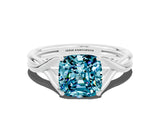 White gold Cushion Cut Blue Topaz Solitaire Twist Band Prong Setting Ring_80