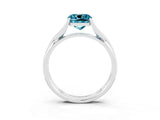 White gold Cushion Cut Blue Topaz Solitaire Twist Band Prong Setting Ring_81