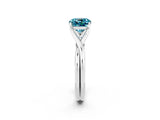 White gold Cushion Cut Blue Topaz Solitaire Twist Band Prong Setting Ring_82