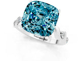 White gold Cushion Cut Blue Topaz Solitaire Twisted Band with Round  Accents and Prong Setting_25