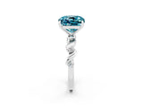 White gold Cushion Cut Blue Topaz Solitaire Twisted Band with Round  Accents and Prong Setting_26