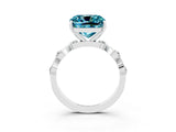 White gold Cushion Cut Blue Topaz Solitaire Twisted Band with Round  Accents and Prong Setting_27