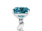 White gold Cushion Cut Blue Topaz Solitaire Twisted Band with Round  Accents and Prong Setting_29